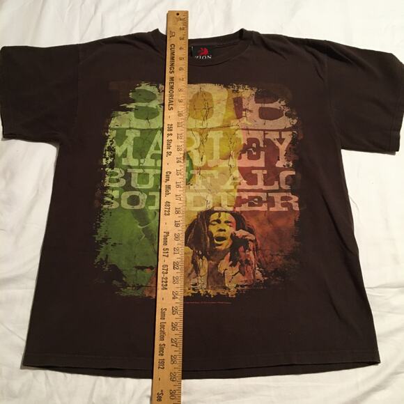 VTG - Zion Rootswear Men’s Bob Marley Buffalo Soldier Image T-Shirt SZ L - Picture 2 of 7